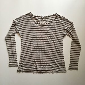 Splendid Grey Thermal Striped Top S